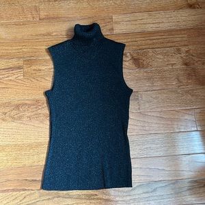 Cable & Gauge black sleeveless turtleneck with metallic shimmer size large